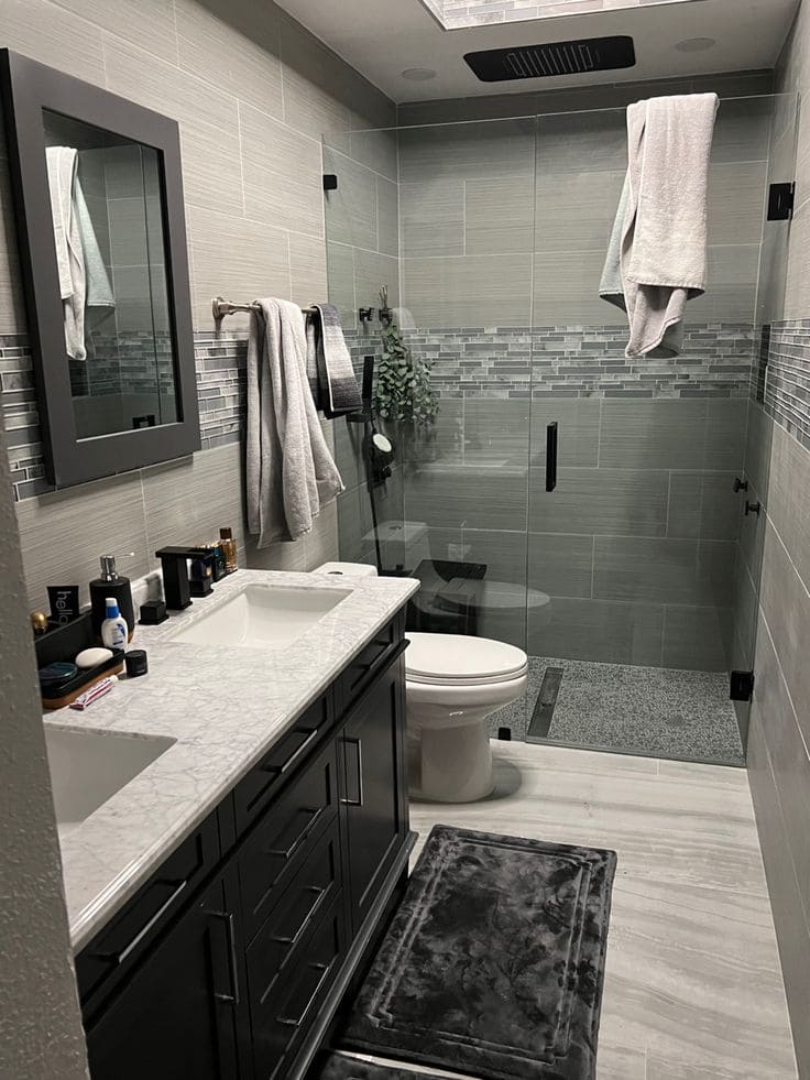 Contemporary Grey Bathroom with Sleek Detailing