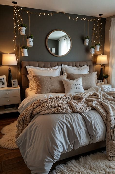 Cozy Bedroom with Twinkling Lights Charm