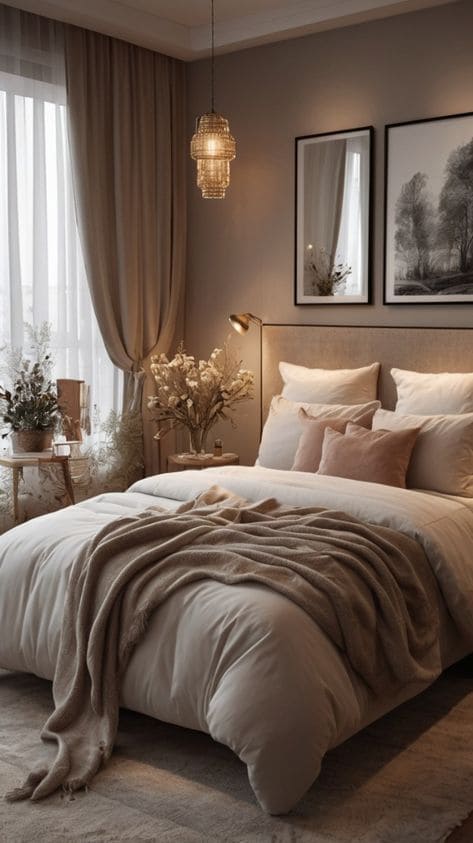 Cozy Elegance in Earthy Tones Bedroom