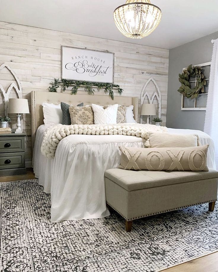 Cozy Farmhouse Bedroom with Sitting Area