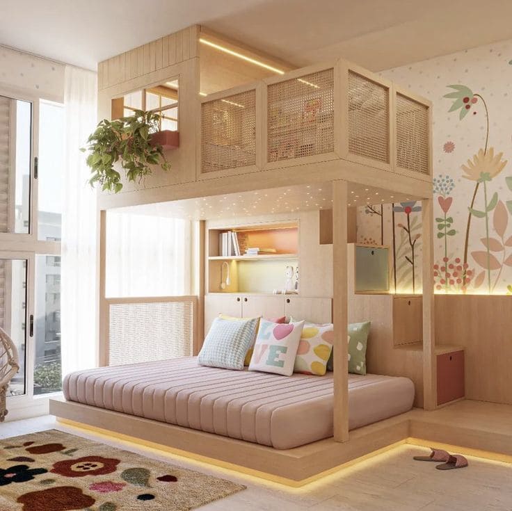 Cozy Loft Bunk Bed with Playful Charm