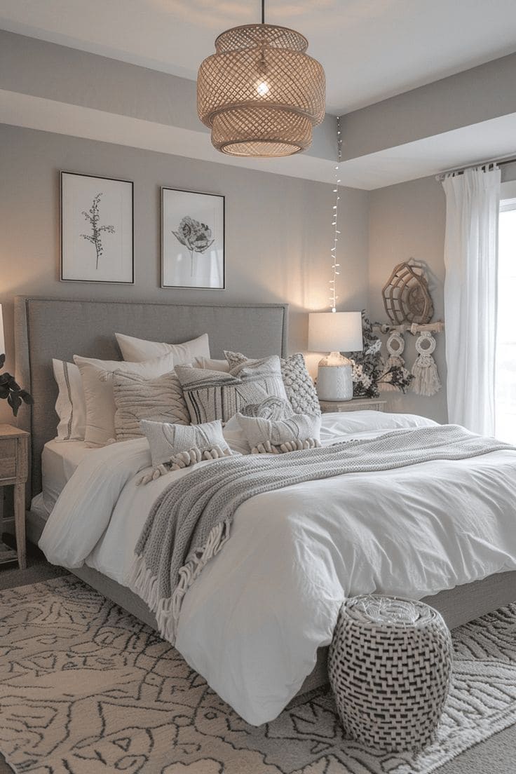 Cozy Minimalist Silver Grey Bedroom Charm