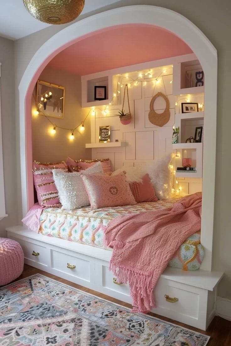 Cozy Nook Pink Teen Bedroom Design