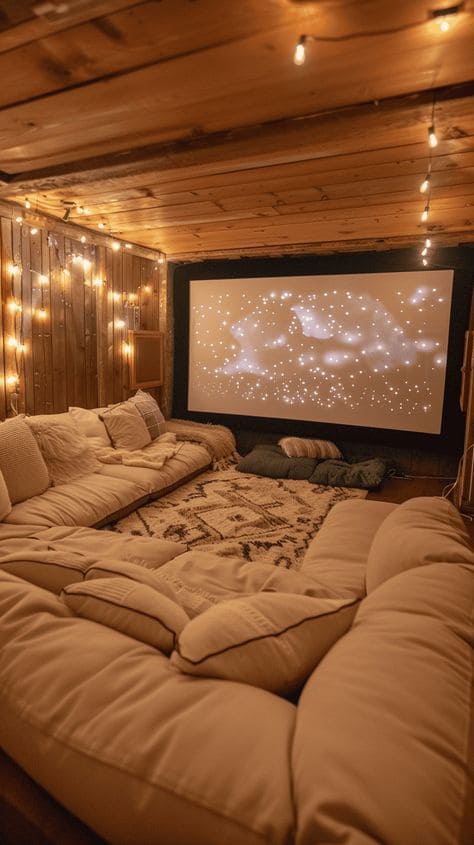 Cozy and Inviting Home Theater Setup