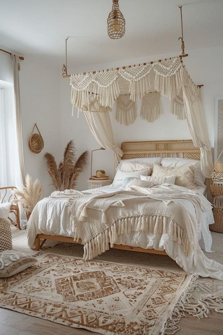 Dreamy Neutral Elegance Bohemian Bedroom