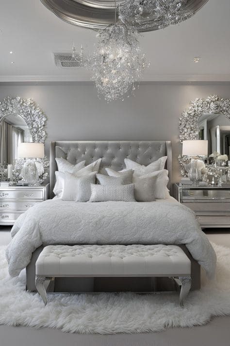 Dreamy Silver-Grey Bedroom Design