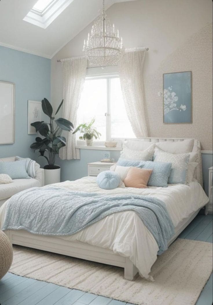 Dreamy Skylit Blue Bedroom Sanctuary