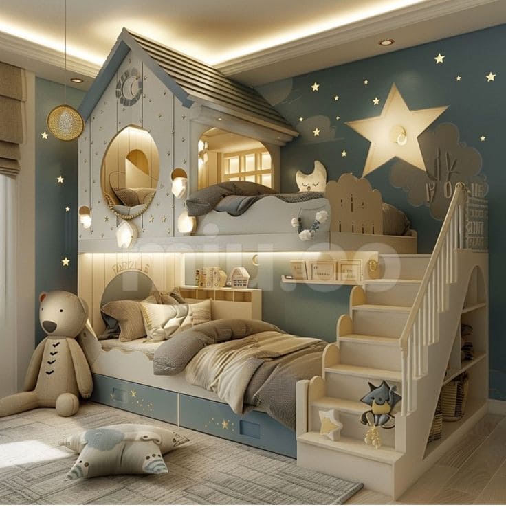 Dreamy Starry Bunk Bed Playhouse