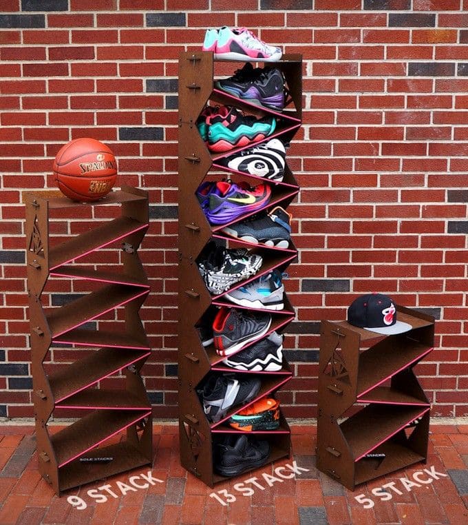 Dynamic Stacked Shoe Tower Display