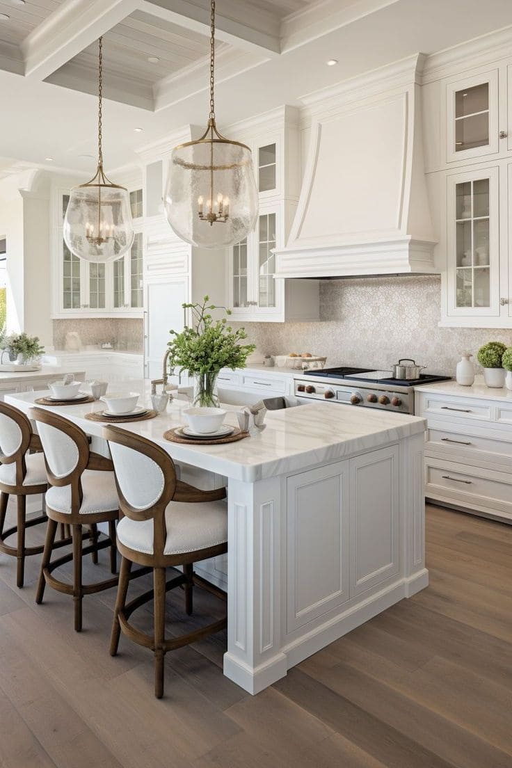 Elegant All-White Kitchen with Classic Touches