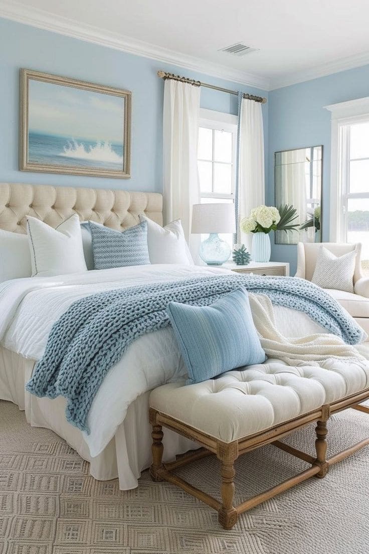 Elegant Coastal Blue Bedroom Bliss