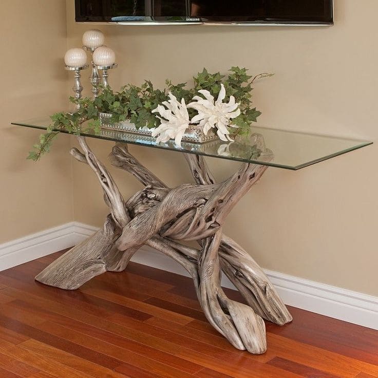 Elegant Driftwood Console Table Design