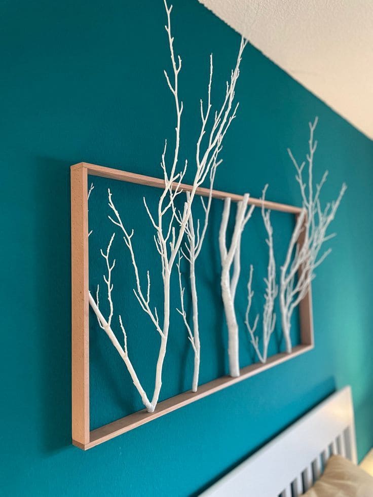 Elegant Framed White Branch Wall Art