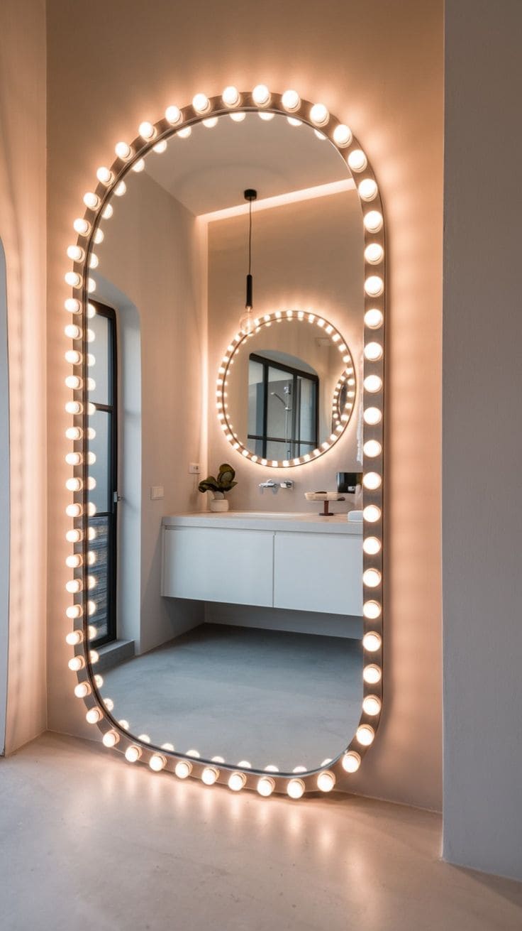 Elegant Hollywood-Style Bathroom Vanity Mirror