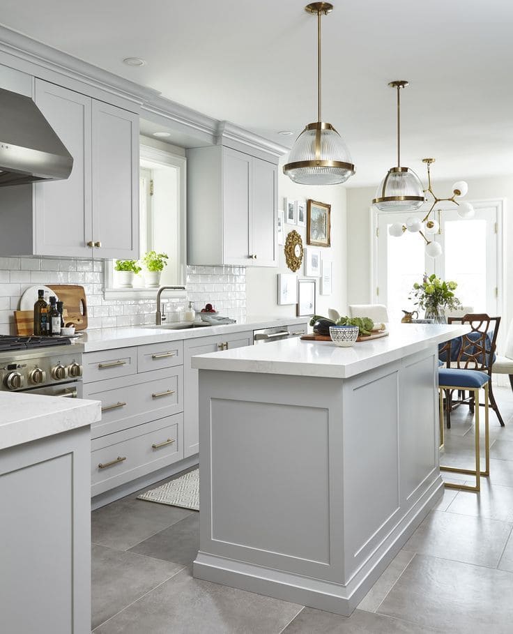 Elegant Light Gray and White Kitchen