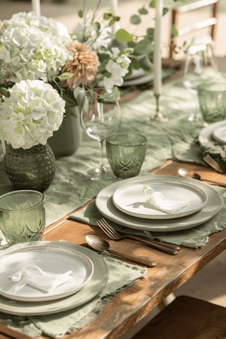 Elegant Sage Table Setting for Gatherings