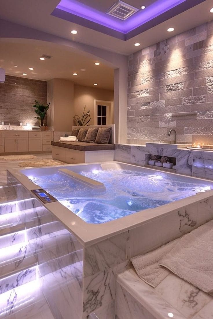 Elegant Spa-Inspired Jacuzzi Bathroom Retreat