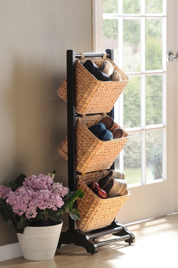 Elegant Wicker Basket Shoe Organizer