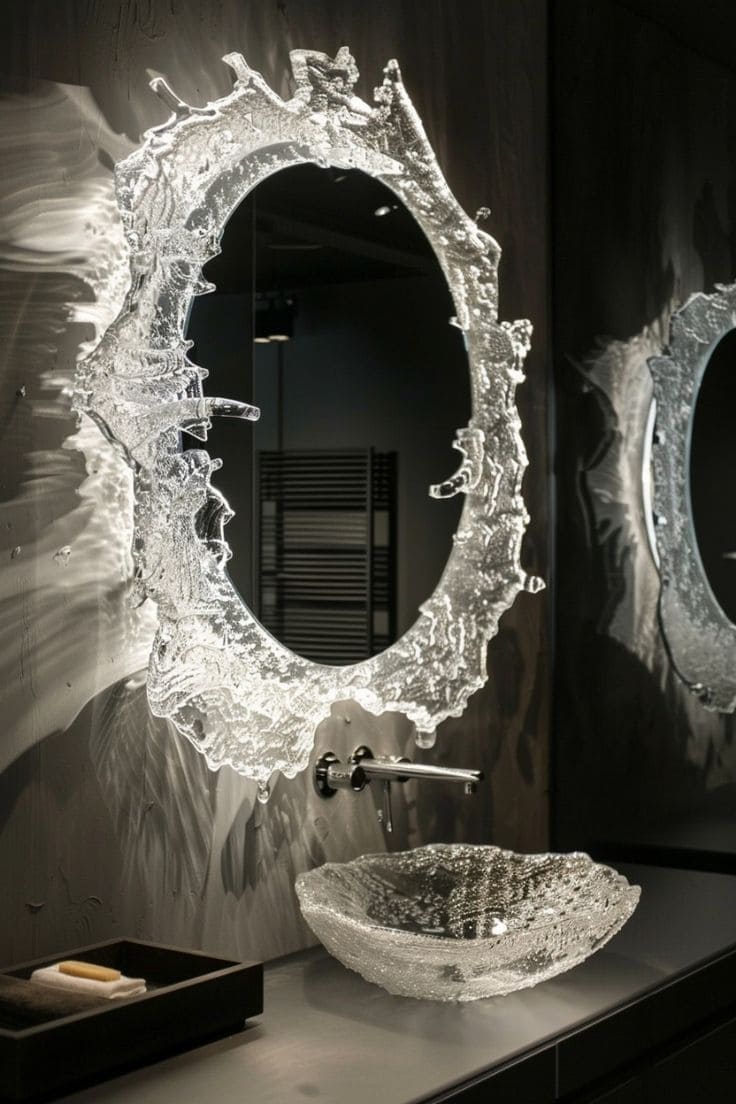 Ethereal Glow with Sculpted Glass Mirror