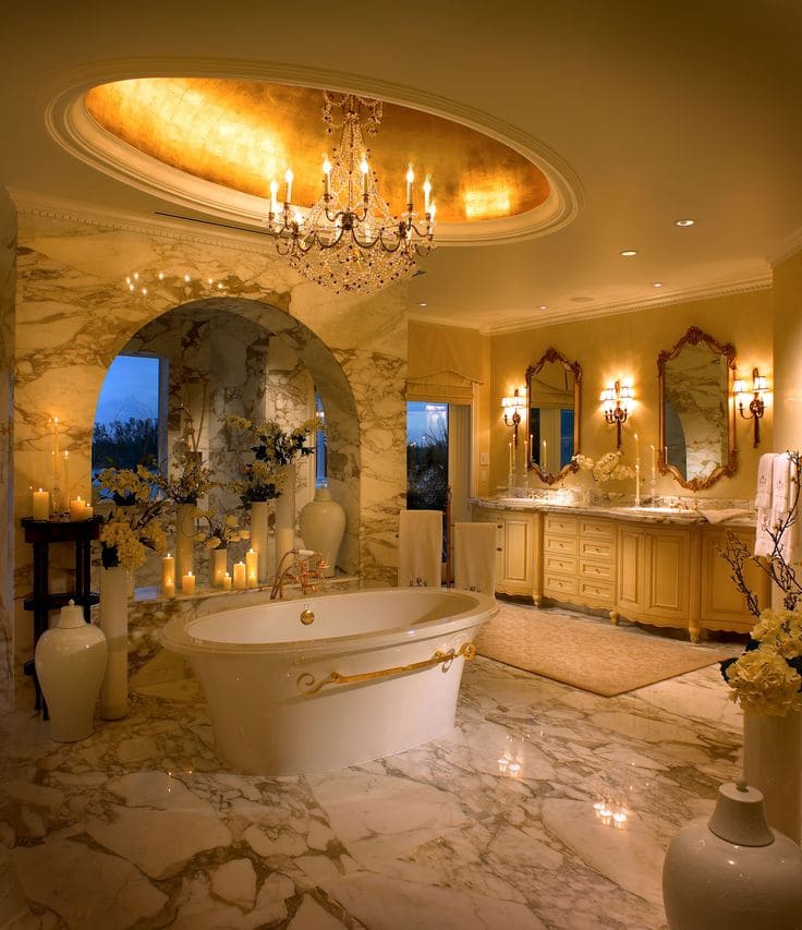 Golden Elegance with Marble Accents