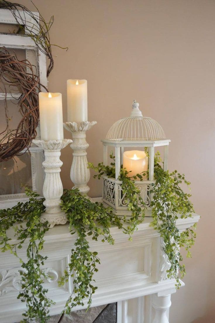 Graceful Mantel Display with Spring Glow