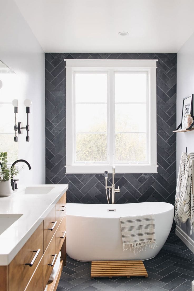 Grey Herringbone Bathroom Bliss