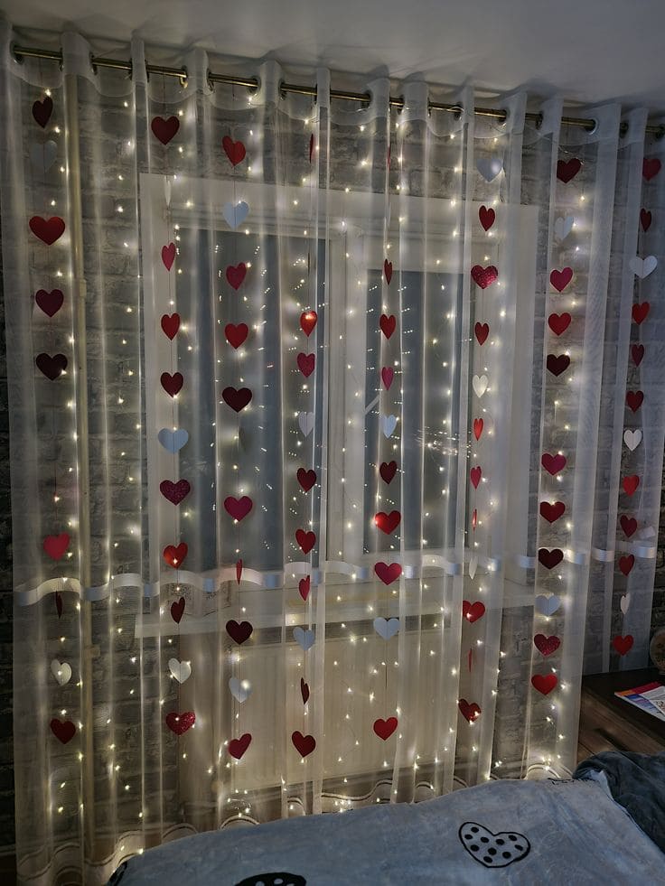 Heartfelt Curtain Lights for Romantic Charm