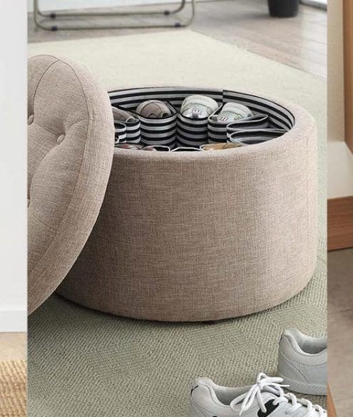 Ingenious Ottoman Shoe Storage Solution