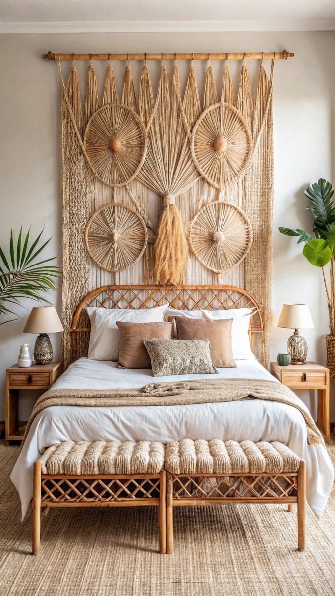 Large-Scale Rattan Bohemian Wall Statement