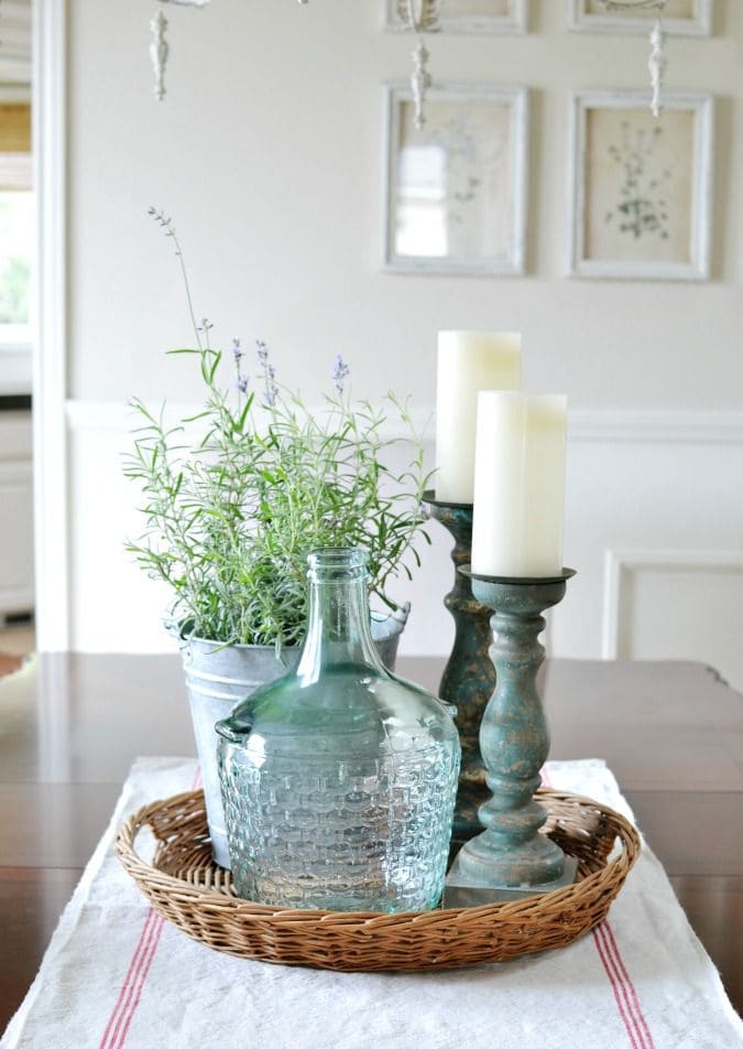 Lavender and Glass Table Centerpiece