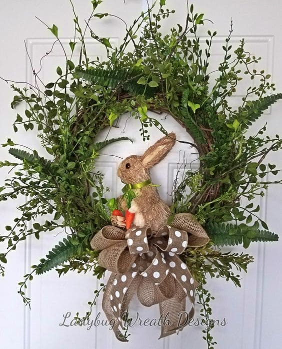 Lush Greenery Bunny Easter Wreath Charm