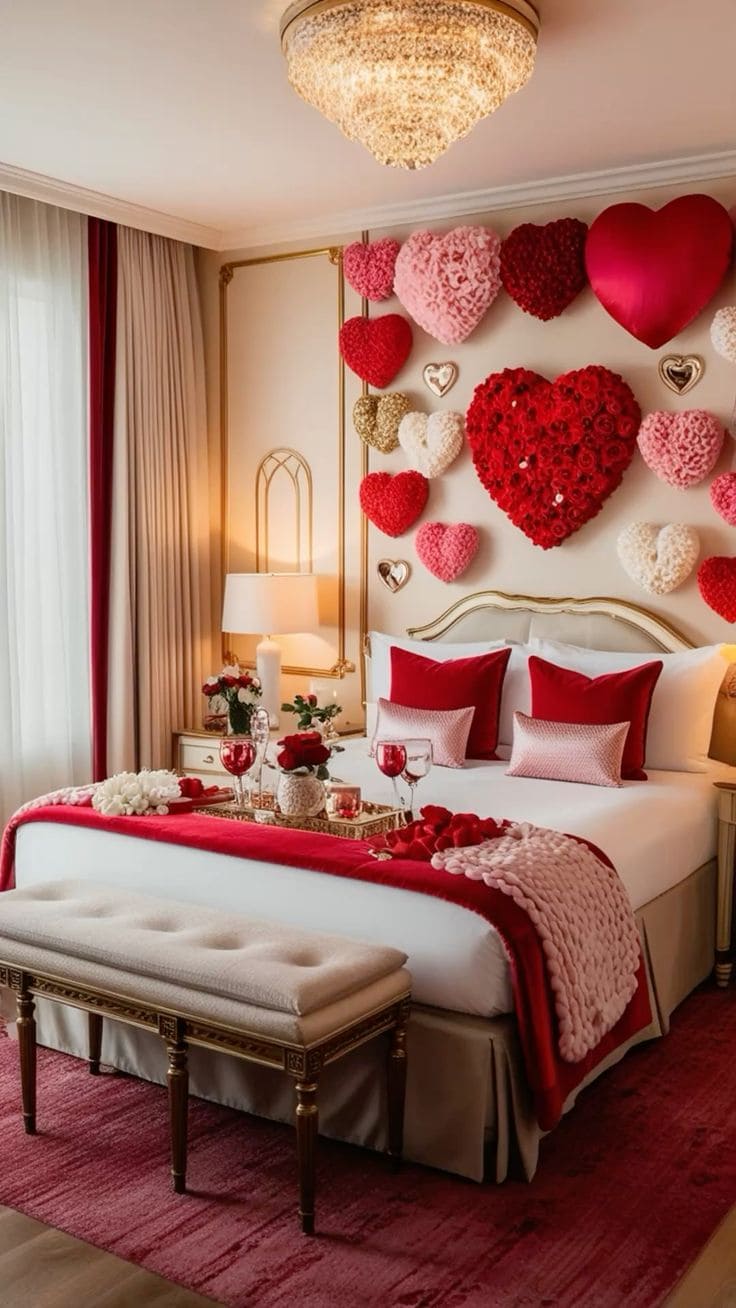 Luxurious Heart-Themed Romantic Bedroom Decor