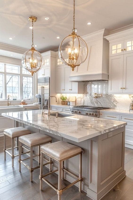 Luxurious Marble and Golden Elegance Kitchen