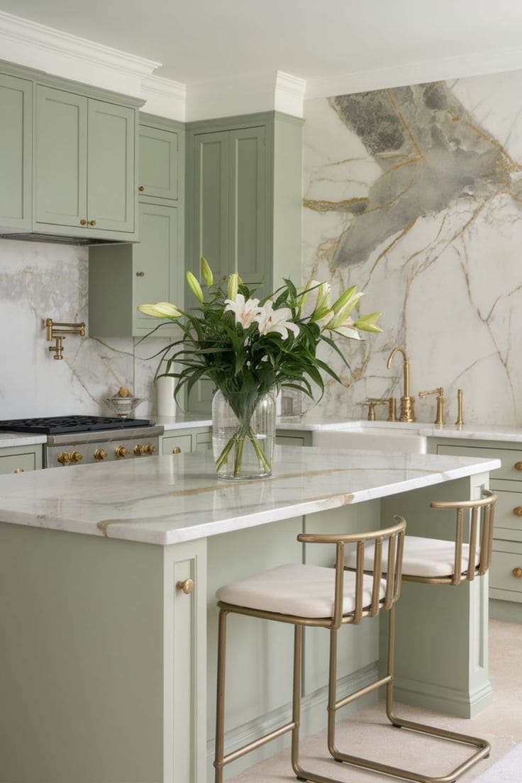 Luxurious Sage Green Kitchen Sophistication