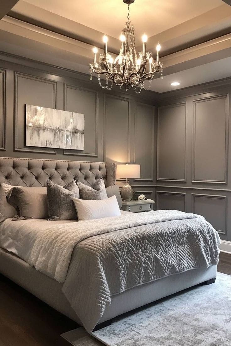 Luxurious Silver-Grey Bedroom Elegance