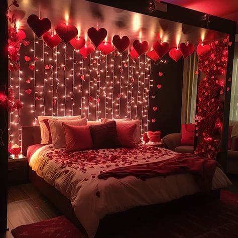 Magical Romantic Bedroom with Heart-Shaped Decor