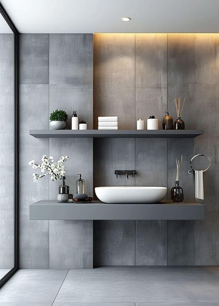 Minimalist Floating Vanity in Grey Elegance