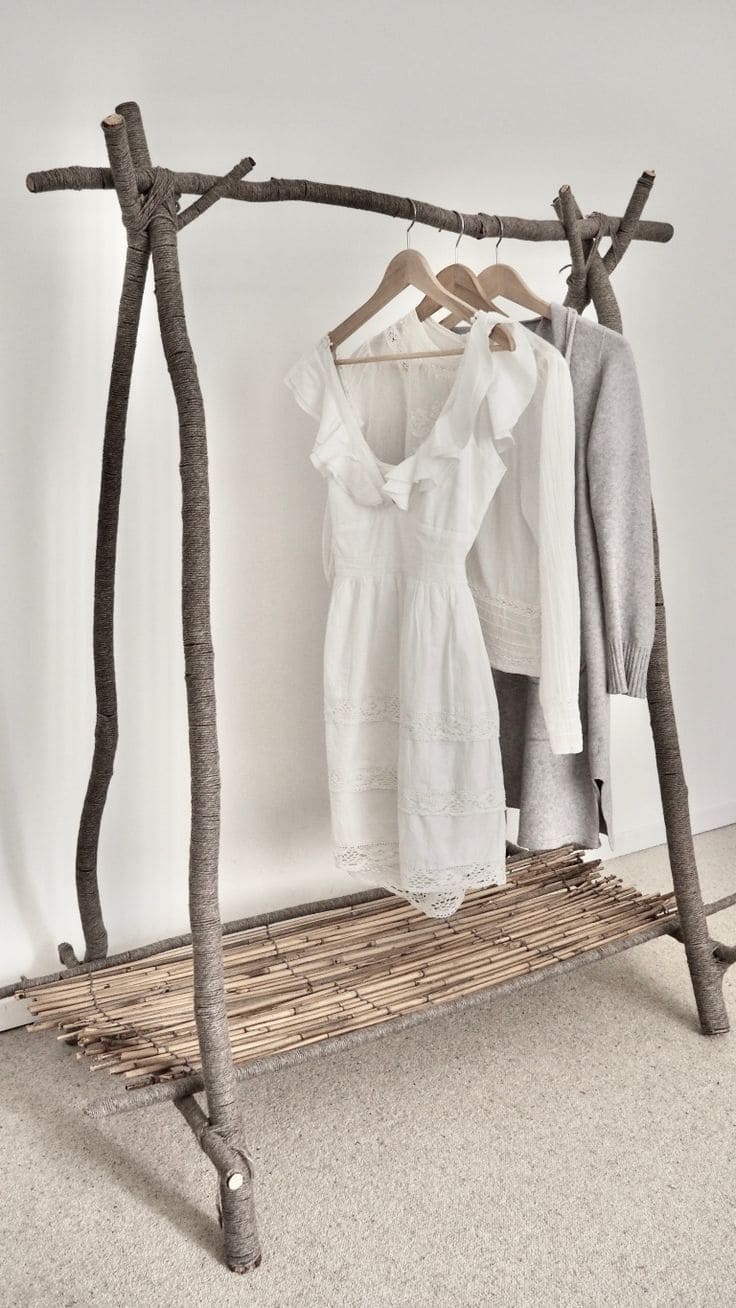 Minimalist Rustic Branch Clothes Rack Design