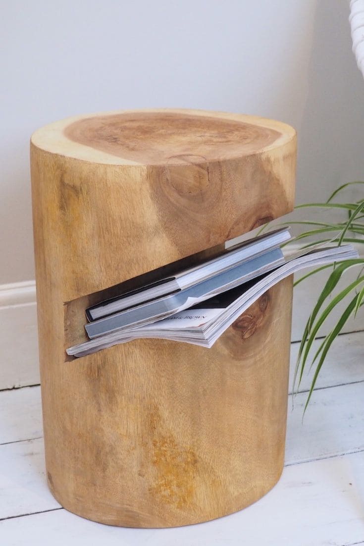 Minimalist Tree Stump Magazine Organizer