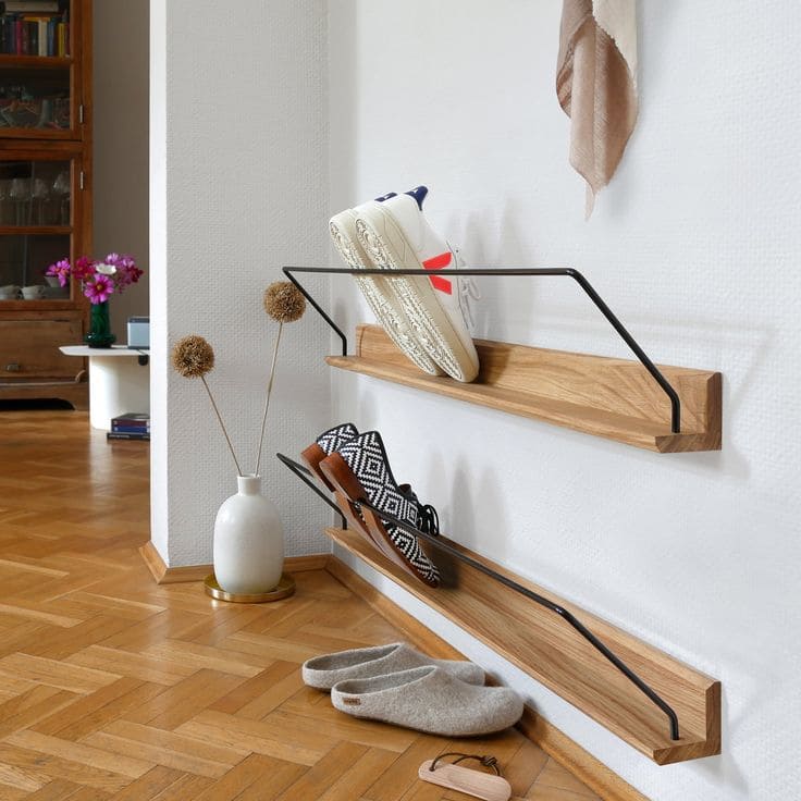 Minimalist Wall-Mounted Shoe Display Rack