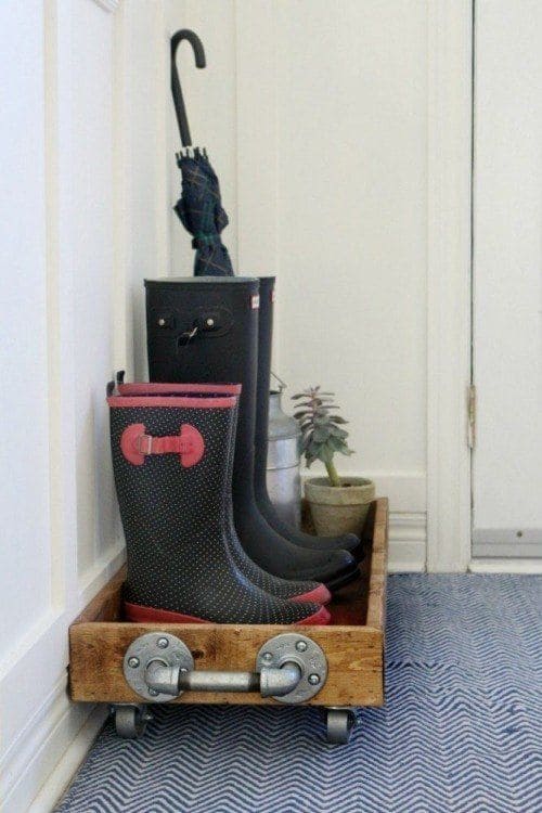 Mobile Wooden Tray Boot Organizer