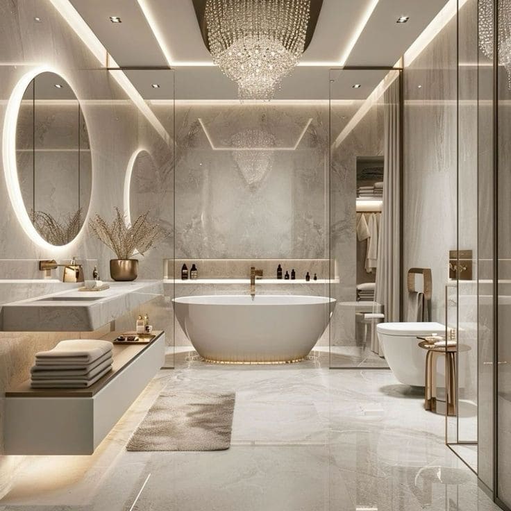 Modern Marble Elegance with Crystal Touch