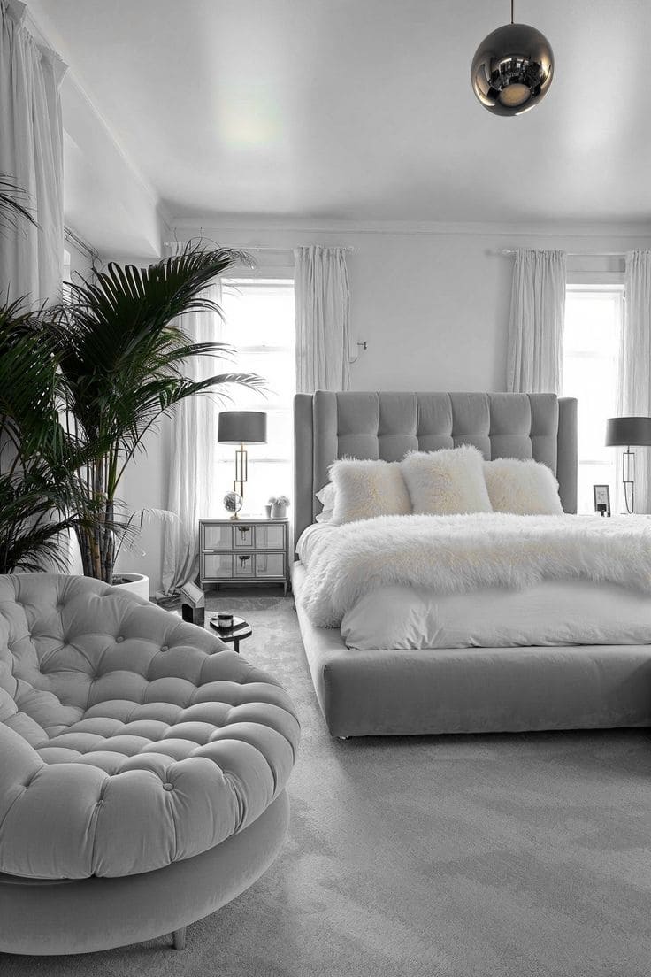 Modern Silver Grey Bedroom Design