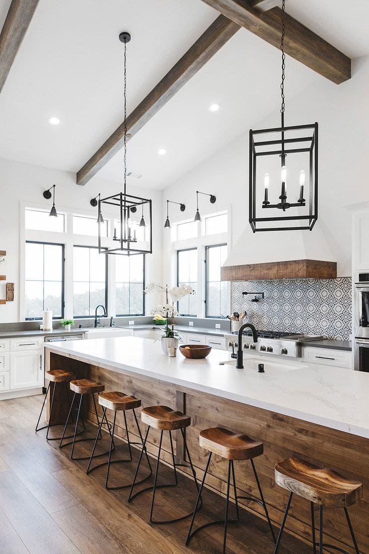 Modern White Kitchen with Rustic Flair