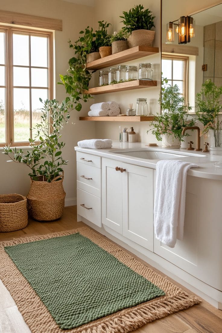 Nature-Inspired Bathroom Oasis with Green Touches