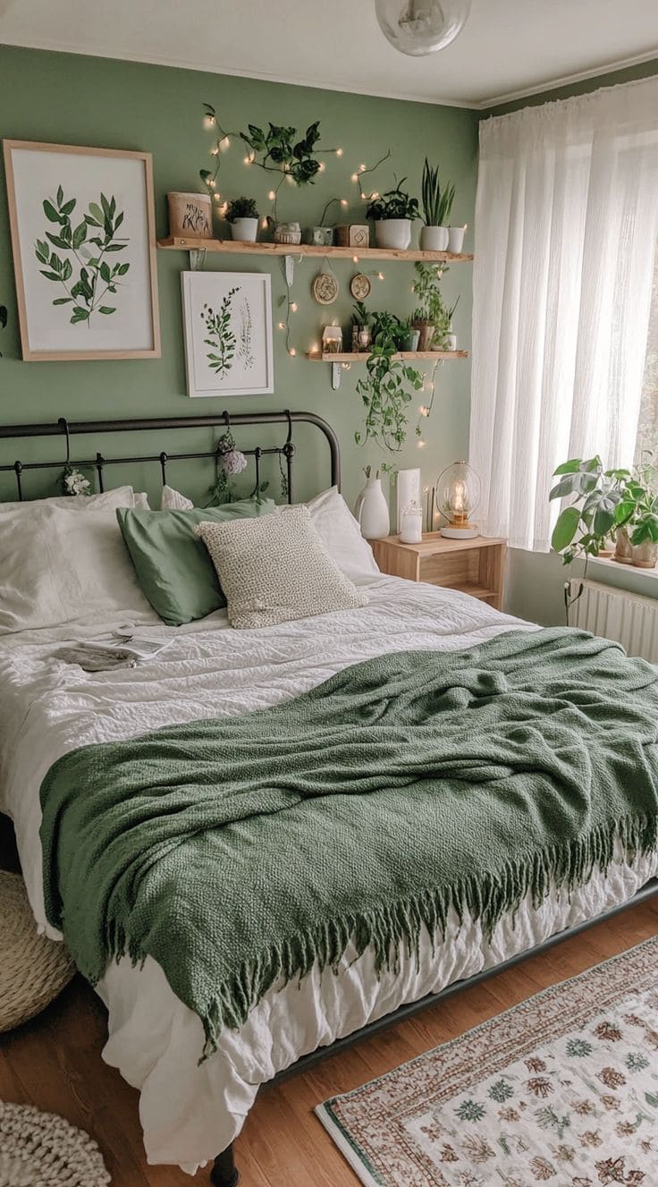 Nature-Inspired Green Bedroom Bliss