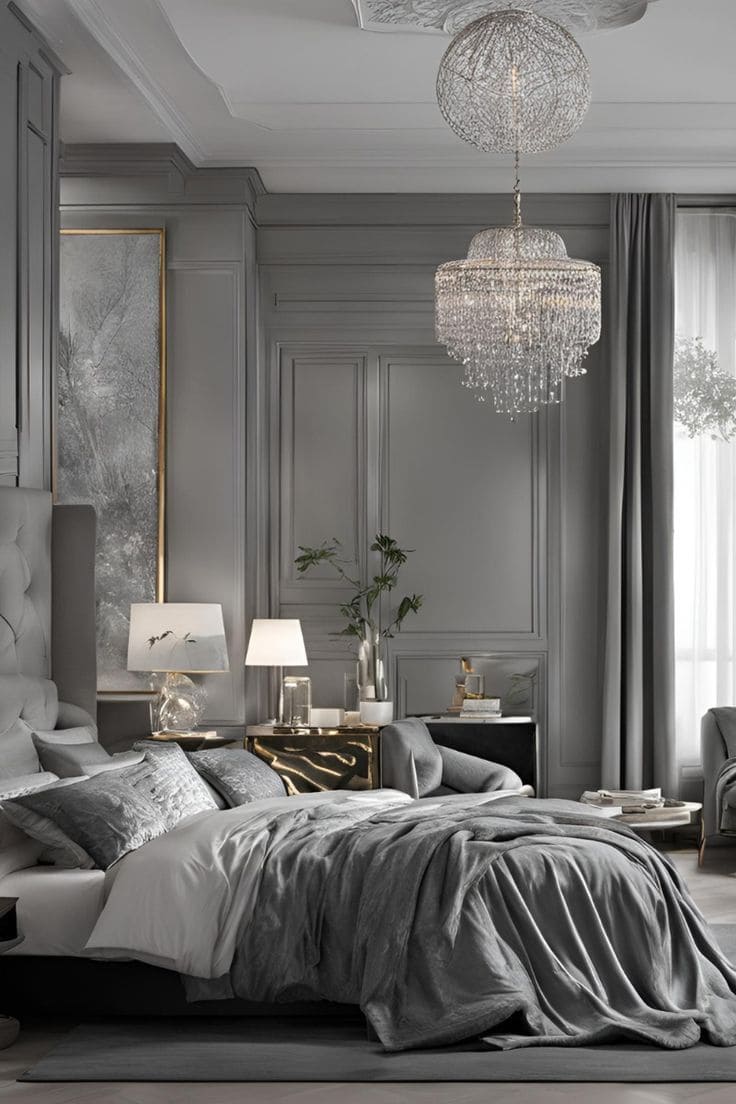 Opulent Silver Grey Bedroom Bliss