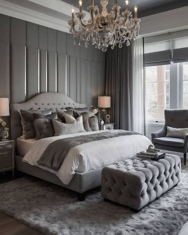 Opulent Silver Grey Bedroom Sanctuary