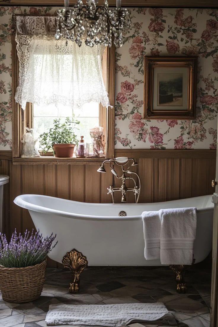 Romantic Floral Vintage Bathroom Retreat