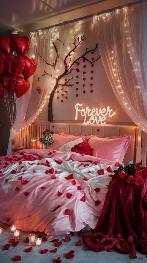 Romantic Love-Inspired Bedroom with Heartfelt Decor